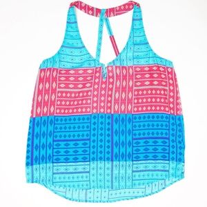 XXI Large Boho Print Pull Over Racer Back Top J